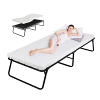 Folding Bed,Foldable Rollaway Bed,Guest Bed,Metal Bed Frame with Memory Foam Mattress 75" x 31"x14"