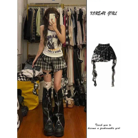 2026 New Black Plaid Polka Dot Irregular Skirt for Women Summer Mesh Short Skirt Design Y2K Hot Girl
