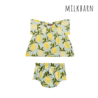 【Milkbarn】嬰兒 有機棉小套裝-燈籠褲-檸檬(嬰兒上衣 嬰兒套裝 嬰兒洋裝)