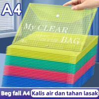 20/100pcs A4 File Bag Transparent Bag Plastic Thicken Button file Folder Business Office School Supp