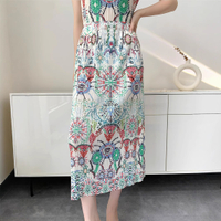 9548 Summer Printed Ruched Skirt Dress Pants Jacket Top One Size (45-75kg)