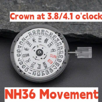 Mod Seiko Original Crown 3.8/4.1 o'clock NH36 Japan Automatic Movement White 24h Japanese English Datewheel High Accuracy
