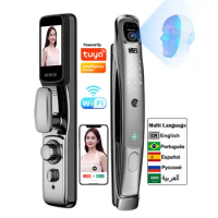 Video Intercom Camera Screen Smart Door Lock 3D Face Recognition Fingerprint Digital Door Lock Password Key Wifi App Gate Lock