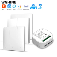 WGHINE Tuya WIFI Wireless smart switch No Battery Rebound Button Switch Intelligent Life Remote Control Google Home