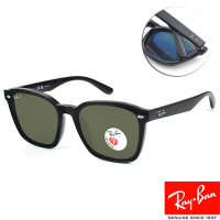 RayBan雷朋 膠框偏光太陽眼鏡/黑 綠鏡片#RB4392D 6019A-66mm