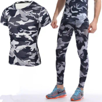 Men's Sports Compression Sets Short Sleeve Tshirt Long Pants Quick Dry Breathable Gym Running Fitness Training Cycling Tracksuit