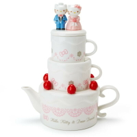 Hello Kitty 結婚 陶製 茶具組 附 濾網 草莓 造型 茶壺 茶杯 三麗鷗 日貨 正版 授權 L00010318