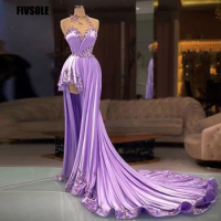 Fivsole Mermaid Evening Dresses Halter Appliques Beaded Formal Saudi Arabia Evening Gowns High Low Party Gowns Robes De Soirée
