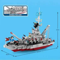 Mainan Puzzle Kapal Induk Balok Susun Kapal Army