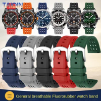 Stomatal Fluoro rubber watch strap For Breitling Seiko Tissot Casio Citizen universal breathable Sports outdoors watchband 20 22