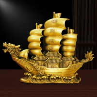 黃銅一帆風順帆船擺件大號模型船乘風破浪龍船客廳開業裝飾工藝品