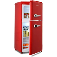 Mini Fridge with Freezer 3.5 Cu Ft 2 Door Mini Fridge For Apartment/Dorm/Office/Family/Basement/Garage Retro Red