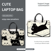 DIY PU Laptop Bag Cat Cover Laptop Sleeve Handle Bag 12 13 14 15 17 inch For Macbook/HP/Asus/Acer/Lenovo Carrying Bag Accessorie