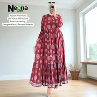 Angita Dress Gamis Wanita Rayon Premium Busui Friendly LD 110 Outfit Pesta Muslim Elegan Kekinian Ne