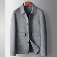 【巴黎精品】毛呢外套短版大衣-羊毛大口袋純色簡約男外套2色p1ac22