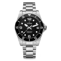 TITONI 梅花錶 官方授權 SEASCOPER 600 米深潛系列機械腕錶-男錶(83600S-BK-256)42mm