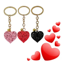 1Pcs Fashion Metal Heart Key Chain Colorful Heart Metal Clock and Clock Key Chain Pendant Gift