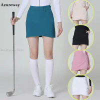 Azureway Golf Ladies Apparel Golf A-Line Skirt Women Short Pencil Skort Slim Breathable Skirts With Inner Shorts Irregular Style