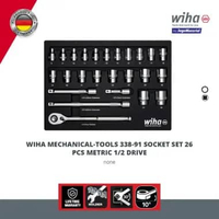 Wiha Mechanical-Tools 338-91 Socket Set 26 PCS Metric 1/2 Drive - Ratchet Wrench Set - Kunci Sok