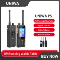UNIWA P5 DMR/Analog 4G Walkie Talkie Mobile Phones Zello POC Smartphone Android 1+8GB Cellphone UHF 400-480mhz 5300mAh SOS NFC