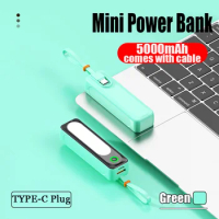 New 5000mAh Portable Mini Power Bank Fast Charger Capsule Compact Spare Battery Type-c Plug for Samsung Huawei Mobile Phones