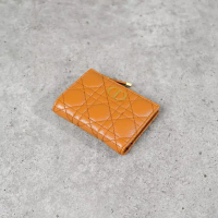 Dior Dompet CHRISTIAN DIOR DAHLIA LEATHER GHW BROWN BIFOLD ZIP WALLET 100% ORIGINAL