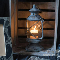 燭臺 歐式復古鐵藝風燈油燈小提燈 裝飾擺件花園雜貨道具
