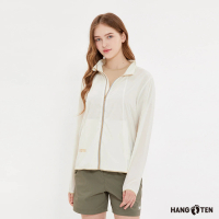 【Hang Ten】女裝-恆溫多功能-立領涼爽防曬輕量彈性尼龍外套(奶白)