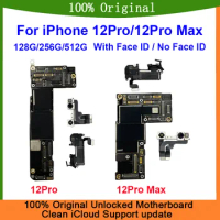 Fully Tested Unlocked Motherboard For iPhone 12 Pro Max 128g Mainboard With Face ID Logic Board Cleaned iCloud Support Update