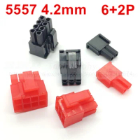 10pcs/lot 5557-R 5557 4.2mm Black/Red 6+2PIN 8PIN Housing Connector Male For PC/Computer Graphics Ca