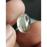 Natural Golden Rutilated Quartz 13x9x6 mm 6.05 Ct Kecubung Rambut Cendana Emas Oval Cabochon Code 11
