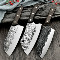 菜刀斬切刀砍骨切肉刀套裝廚房不鏽鋼高碳鋼純手工鍛打錘紋刀