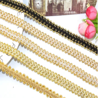 Gold And Silver Wire Lace Trim With Eight-Character Centipede For Fringe Curtain Clothing And Home Textile Diy Sewing Accessory