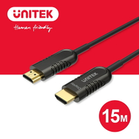 【樂天限定_滿499免運】UNITEK 2.0版 光纖 4K60Hz 高畫質HDMI傳輸線(公對公)15M(Y-C1029BK)