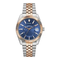 Jam Tangan Pria Guess Jaden GW0977G5 Men Blue Dial Dual Tone Stainless Steel Strap Multicolor