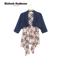 【Kinloch Anderson】假兩件格紋綁帶長版外套 金安德森女裝(KA0285601)
