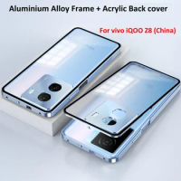 Aluminium Alloy Metal Frame Bumper + Matte Acrylic Back Cover For Vivo IQOO Z8 Z8X Case Camera Lens Protector iQOOZ8 Z8X Coque