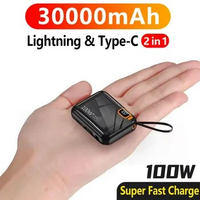 30000mah Mini Portable Power Bank Fast Charger Two-way Detachable Pd100w Usb To Type C Cable Powerbank For Iphone Xiaomi Samsung