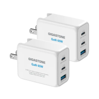 【GIGASTONE 立達】（雙入組）65W GaN氮化鎵Type-C三孔快充充電器PD-7650W(iPhone手機/MacBook/筆電充電頭)