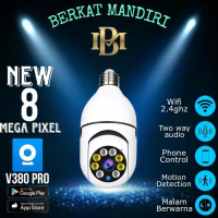 V380 Pro Kamera CCTV Bohlam Lampu Jarak Jauh 1080P WiFi Wireless CCTV Camera Night Vision PTZ - Hany