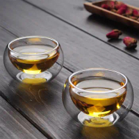 Japanese Heat Resistant Transparent Beer Whisky Juice Double Wall Espresso Coffee Cups Tea Cups Mini Glass Cup Kungfu Teacup