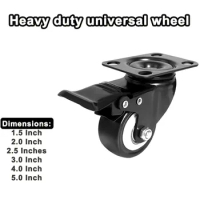 1/4pcs Furniture Casters Wheels Soft Rubber Swivel Caster black Roller Wheel For Platform Trolley Chair Household Accessori