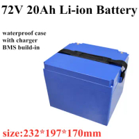 GTK Rechargeable Battery 72v 20ah Lithium ion battery pack with BMS for 72V electric surfboard ecooter motorcycle+2A Charger