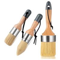 Set Of 4 Paint Brush And Small Paint Brush Wax Brush For Chalk Paint, Furniture Paint, Acrylic Paint