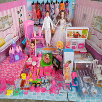 2023 ชุดตุ๊กตาบาร์บี้กล่องของขวัญสาวเล่นบ้านของเล่นเจ้าหญิงแต่งตัวชุดแต่งงาน 12 ข้อต่อวิลล่า 8D