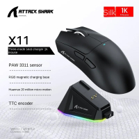 Attack Shark เมาส์ไร้สาย X11การเชื่อมต่อสามโหมด2.4GHz /Wired /Bluetooth PAW3311 22000DPI RGB Magneti
