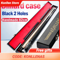 KONLLEN Billiards Pool Cue Case Black 2 Holes Cue Stick Box Handmade 82cm High Capacity Box Waterproof Billiards Accessories