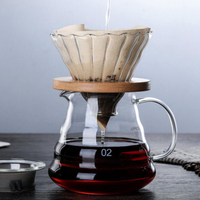 咖啡壺 手沖玻璃實木架咖啡濾杯V60沖杯加厚過濾滴濾杯分享壺勻杯云朵壺 快速出貨