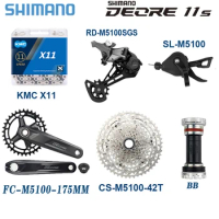 SHIMANO DEORE M5100 Groupset 1x11 Speed Shifter Rear Derailleur 175MM Crankset K7 11-42/51T KMC X11 Chain BB52 MT500 MTB 11V kit