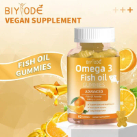 BIYODE OMEGA GUMMY - Vitamin Omega-3 1468mg HALAL, Helps Brain & Eye Function.Contains EPA DHA + Mag